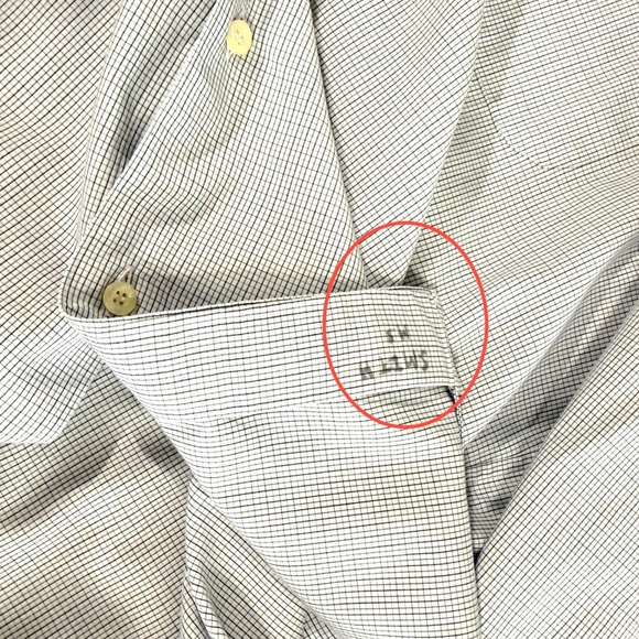 Lacoste Mens 42 Pre-Owned Dress Shirt LS Gingham Check Blue White Button Down - Picture 8 of 14